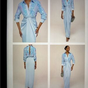 Elegant Long Sleeve Blue Dress